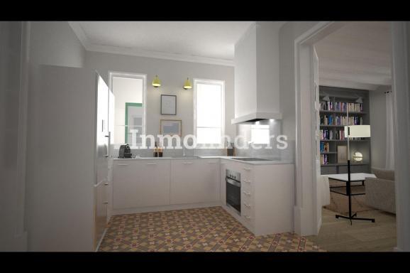 Inmofinders pisos en venta en Eixample Barcelona como este bonito piso de diseño con cocina abierta